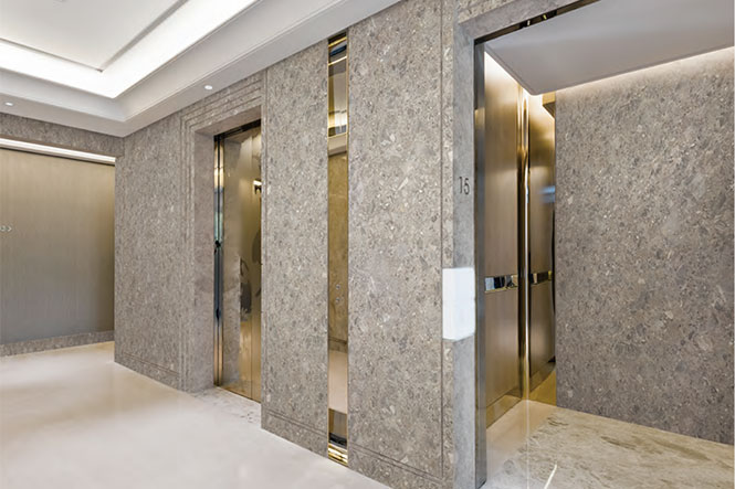 公共空間/電梯門框裝潢-特耐波音軟片-大理石紋貼膜